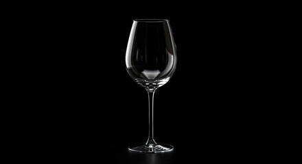Elegant clear wine glass on black background