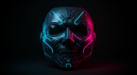 Intricate futuristic mask with neon accents