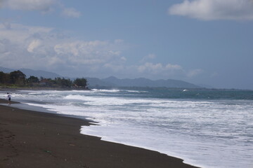 beach and sea black sand bali