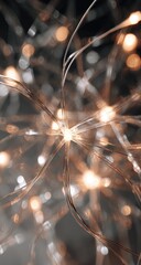 Close-up of shimmering string lights, bokeh effect