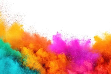 Obraz premium Colorful powder explosion against white background (9)