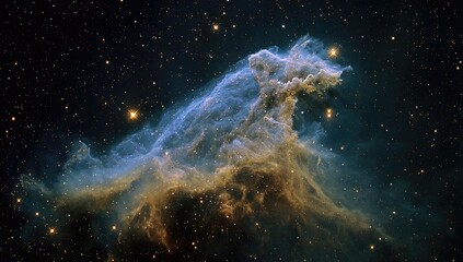 Cosmic cloud nebula, swirling hues