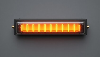 Rectangular light fixture with glowing tubes