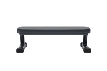 A black bench is on a white background