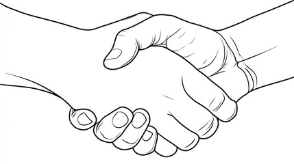 An illustration of two hands shaking in a gesture of agreement and collaboration, symbolizing partnership, trust, and professionalism in a business context.