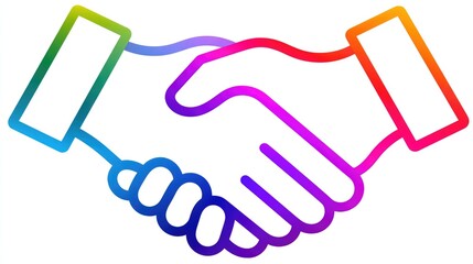 Obraz premium A vibrant illustration of a handshake, representing partnership, collaboration, and mutual agreement in a professional setting, symbolizing trust and cooperation between individual