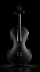 Fototapeta premium A striking, meticulously detailed image of a modern violin, rendered in deep black, showcasing intricate design and elegant form.
