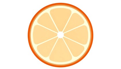 A simple, round slice of orange, radiating segments of pale yellow-orange against a crisp white background.