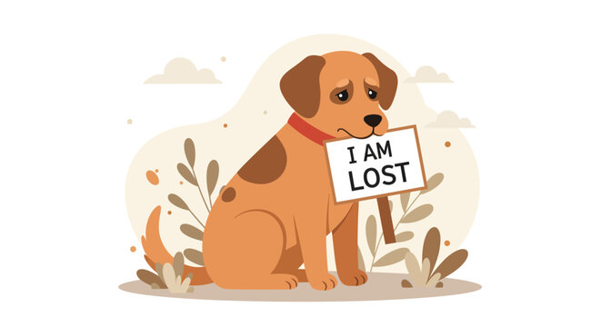 Lost Dog Holding 'I Am Lost' Sign