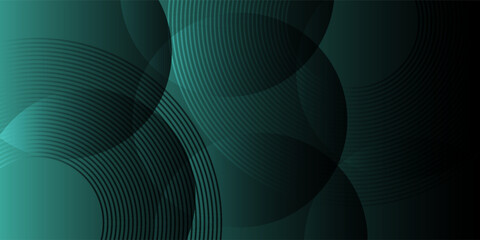 Elegant abstract background in deep green and black tones featuring overlapping circular shapes with fine gradient line patterns.