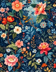 Floral pattern with various blossoms