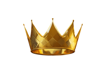 Golden Crown 3D Isolated on White Transparent Background