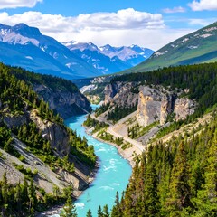 Mountainous valley with a turquoise river