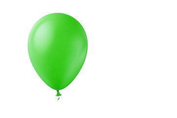 Floating Green Balloon Isolated on White Transparent Background