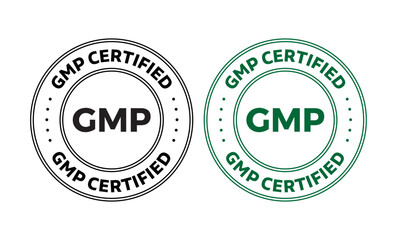 GMP certified badge seal in black and green design.