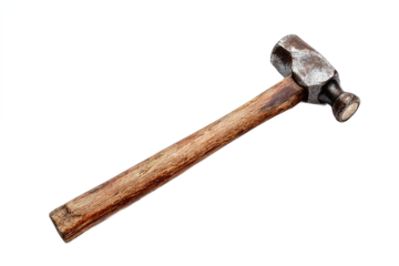 Old Rustic Hammer with Wooden Handle, isolated on white transparent background