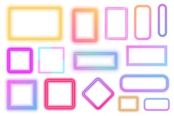 Set of neon frame, set of colorful frames