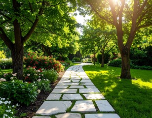 Fototapeta premium Sunlit garden path