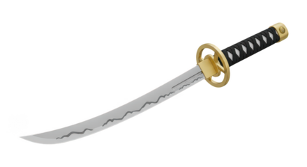 Katana Sword 3d Render Gold Black