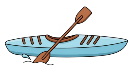Kayak And Paddle Cartoon Illustration