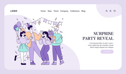 Surprise Party Celebration Vector with Excited Friends
