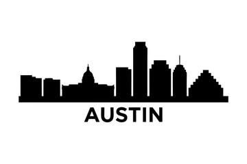 Fototapeta premium Iconic Austin Skyline Vector Silhouette Illustration Capturing the Dynamic Essence of the Texas Capital City Landscape in a Modern Graphic Design