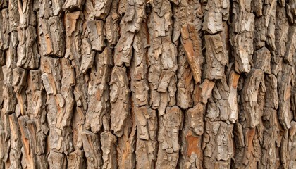 Obraz premium Close-up of weathered tree bark. Vertical texture of cracked and furrowed bark