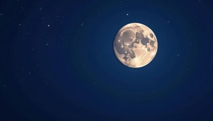 Fototapeta premium Full moon dominates a dark, star-studded night sky , beautiful, black, night sky