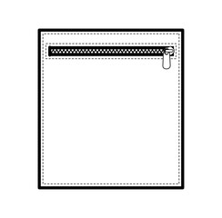 Patch Pocket with Zipper technical fashion illustration. Flat apparel template front view. Women, men unisex style item CAD mockup isolated on white background 