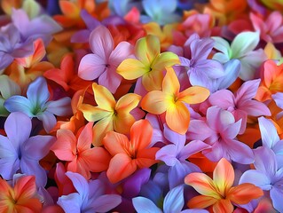 Fototapeta premium Vibrant Rainbow of Artificial Flowers Close Up