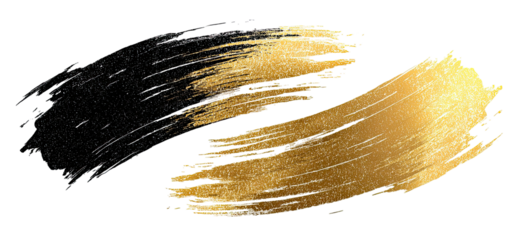 Abstract brushstrokes of gold and black