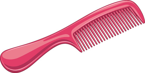 pink plastic comb for hair styling detailed illustration of a simple hair care tool