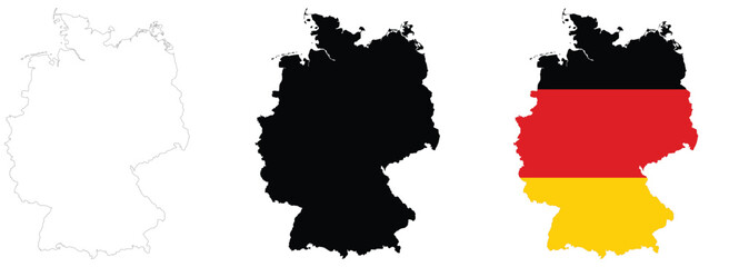 Germany map flag political, line simple vector. Vector illustration.