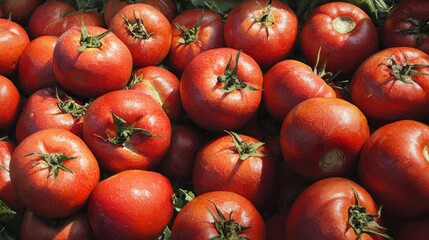 Fresh, ripe red tomatoes in a pile.