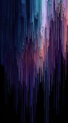 Abstract digital art with vertical, pixelated streaks of color flowing downwards