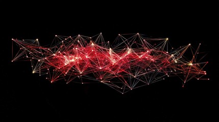 Abstract network design with glowing red and white points.