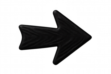 Black right-pointing arrow icon, transparent background, symbolizing digital navigation and directional design elements