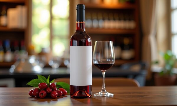 Elegant empty wine bottle with blank label, ready for your design or branding, blank label, alcohol, isolated