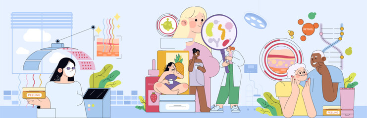 Skincare Science and Ingredients Exploration Vector