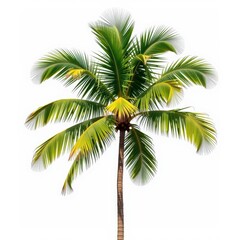 Fototapeta premium Lush green palm tree isolated on pure white background, perfect for tropical designs and summer themes, vacation, png, cutout