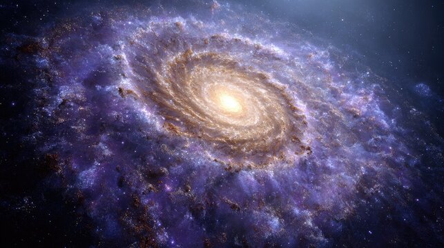 Spiral galaxy, swirling cosmic dust, vibrant hues