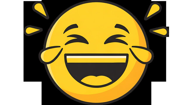 A yellow emoji laughing hysterically with a wide open mouth and tears of joy streaming from its eyes. - Powered by Adobe