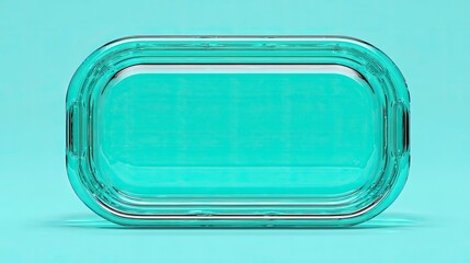 Transparent teal rectangular dish on teal background