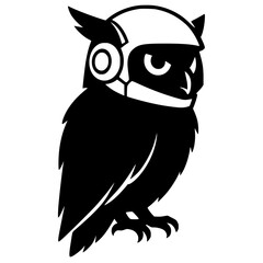 Silhouette of an owl wearing a helmet