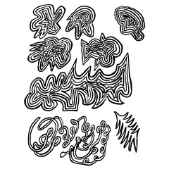 Abstract hand drawn floral ornament in transparent background