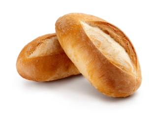 Dois pãozinhos isolado em fundo transparente