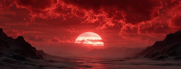 Fiery sunset over a desolate landscape