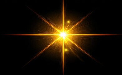 Central radiant burst of golden light against a black background