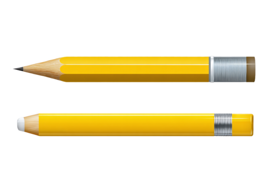 Yellow Pencils Isolated on White Transparent Background
