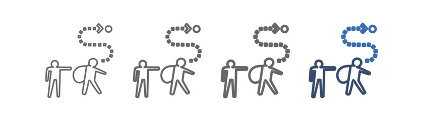 outline nomad icon set with people and travel path design
